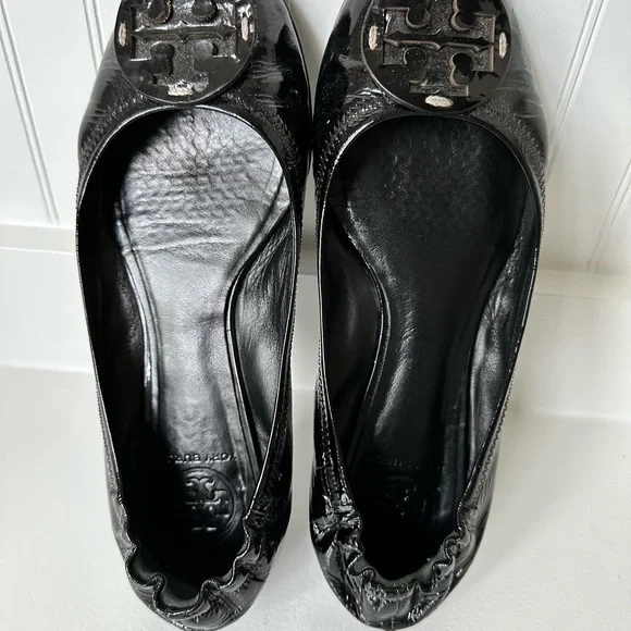 Tory Burch❤️ Flats Black Patent Leather-With Dust Bag - Picture 9 of 12